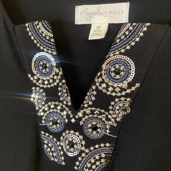 Magnolia Grace Women’s Black Sleeveless evening Sheath Mini Dress shiny Beads - Picture 7 of 11